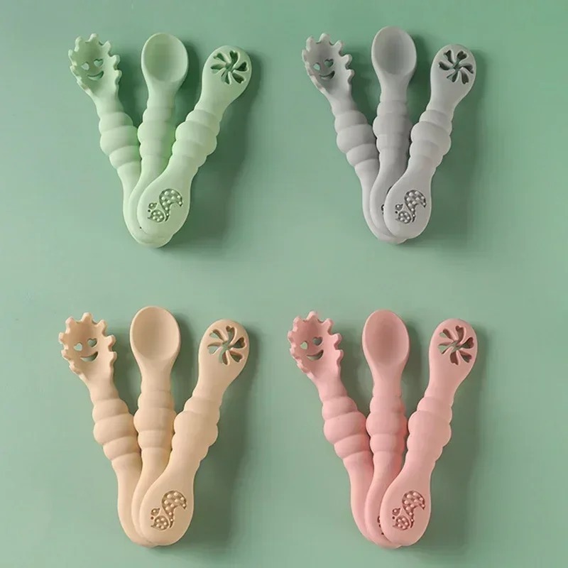 Cuillère ergonomique bébé en silicone pour alimentation et dentition – Image 2