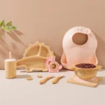 coffret repas bébé en bois et silicone