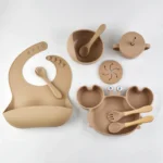 coffret repas bébé silicone 8 pièces