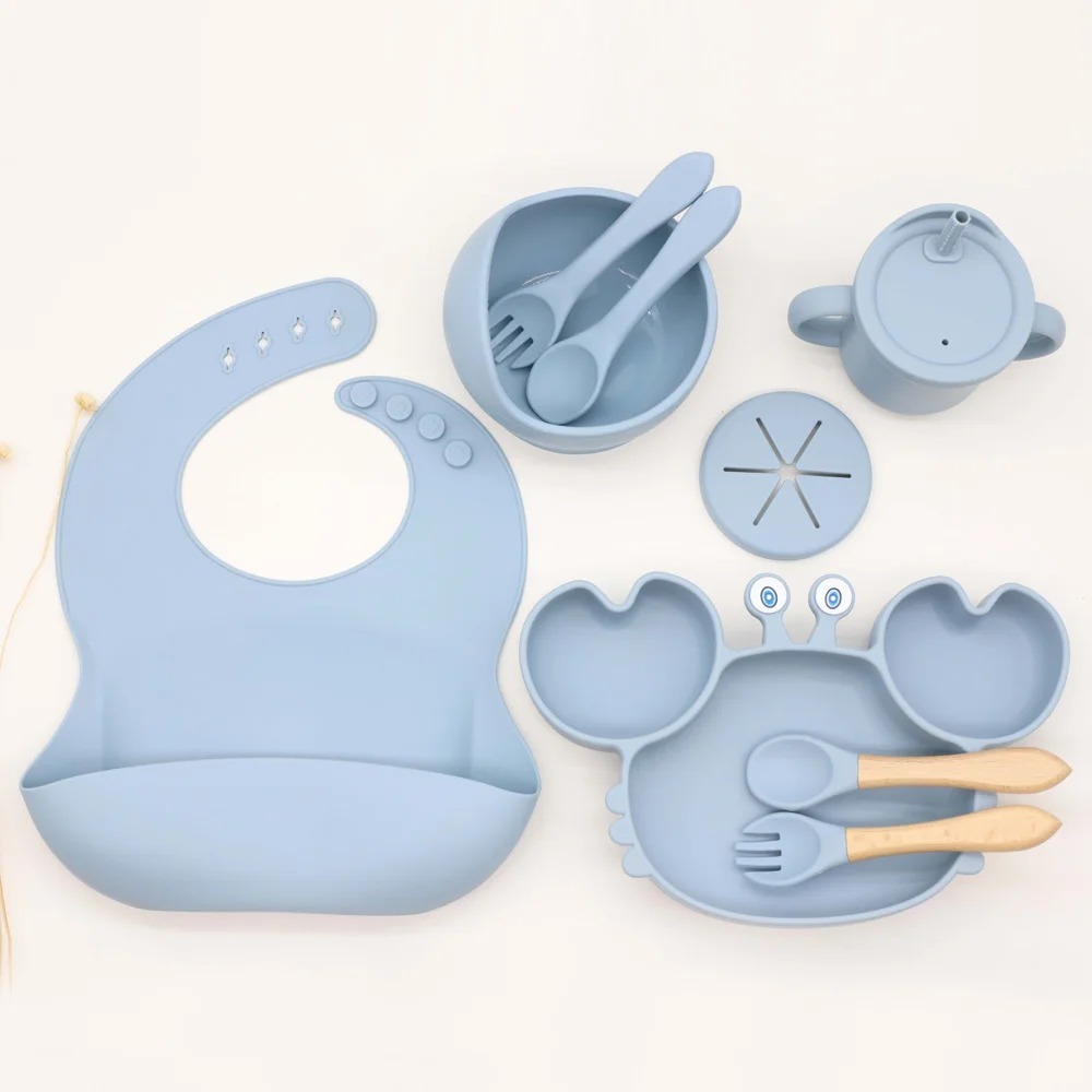 Coffret vaisselle bébé 8 pièces en silicone - Vaissellebébé.com