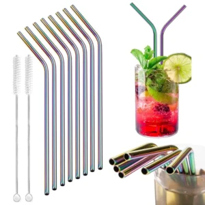 pailles en acier inoxydable avec brosse