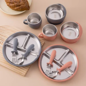 Coffret vaisselle bébé en inox - Vaissellebébé.com