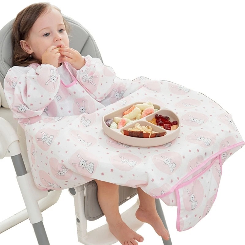 Bavoir avec manches rose pour bébé 6-36M - vaissellebebe.com